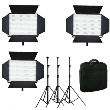 LedGo 3x LG-1200S LED studioverlichting set 